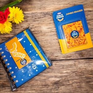 NWT Kraft Macaroni And Cheese Notebook With Charm And Jumbo Eraser Set